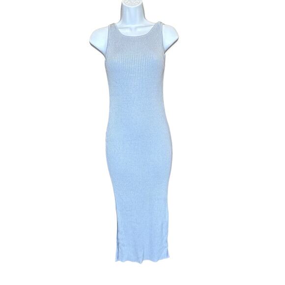 AYNI Milda Midi Ribbed Tank Dress Pastel Blue XS Bodycon Slit Designer $243 NEW - Picture 4 of 10